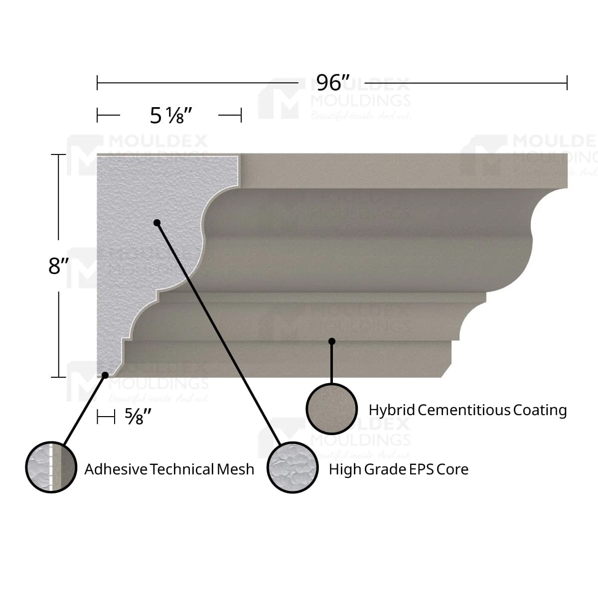 MX407 Composite Crown Cornice Exterior Moulding