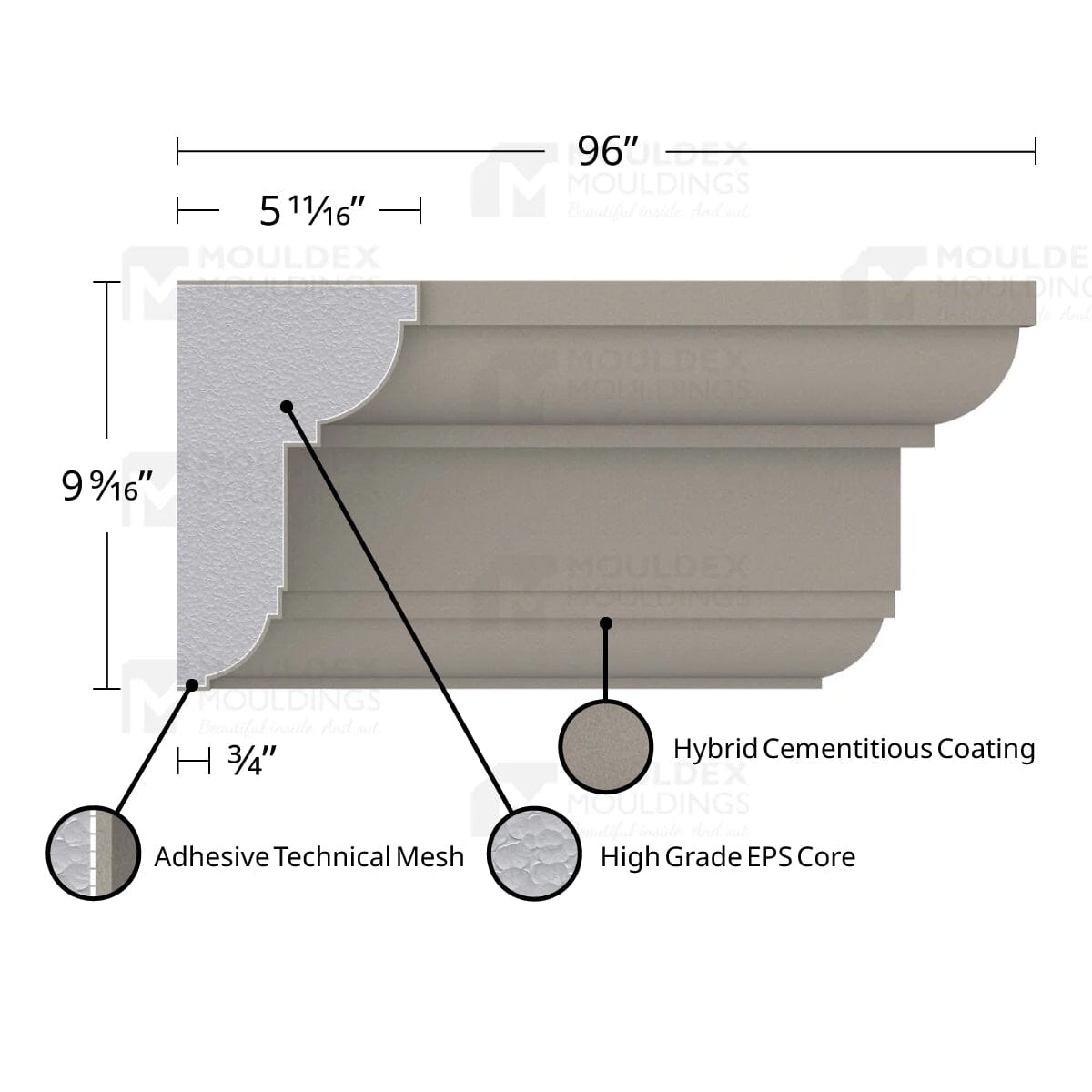 MX409 Composite Crown Cornice Exterior Moulding